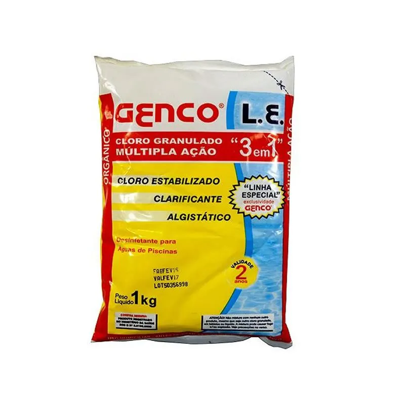 GENCO® L.E. Cloro Granulado Múltipla Ação 3 em 1 – 1kg